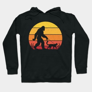 Bigfoot Sasquatch Walking Bobcat Vintage Wild Cat Hoodie